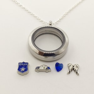 Police Officer, Floating Locket, Police Necklace, Female Police, Police Wife, Police Girlfriend, Floating Necklace, Police Gifts