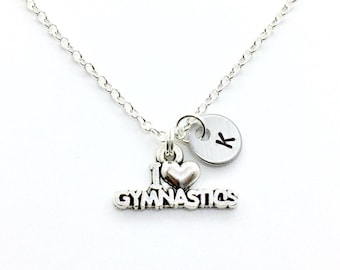 I love Gymnastics Necklace, Gymnast Necklace, Gymnastics Gift, Acro Necklace, Gymnast Gift, Gymnastics Jewelry, Competition Gift, Dance Gift