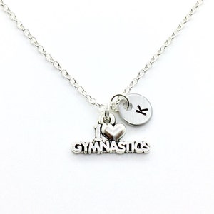 I love Gymnastics Necklace, Gymnast Necklace, Gymnastics Gift, Acro Necklace, Gymnast Gift, Gymnastics Jewelry, Competition Gift, Dance Gift
