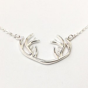 Deer Antler Necklace, Sterling Silver Deer Antlers Necklace, Antler Necklace, Christmas Gift, Country Gift, Animal Necklace, Stag Necklace