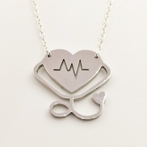Stethoscope Necklace, Electrocardiogram EKG, Heart Beat Necklace, Gift for Doctor, Nurse gift, Paramedic EMT, Medical Gift, Nursing Graduate