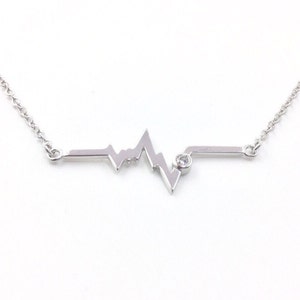 Electrocardiogram EKG Rhythm Sterling Silver Heart Beat Necklace Gift for Doctor Nurse Firefighter Paramedic EMT Medical Nursing graduation