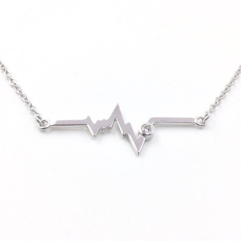 Cute Heart Beat necklace Electrocardiogram Necklace Geometric Necklace 10pcs-N120