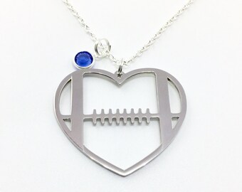 Heart Football Necklace, Football Necklace, Football Jewlery, Football Mom, Football Wife, Football Girlfriend, High School Football