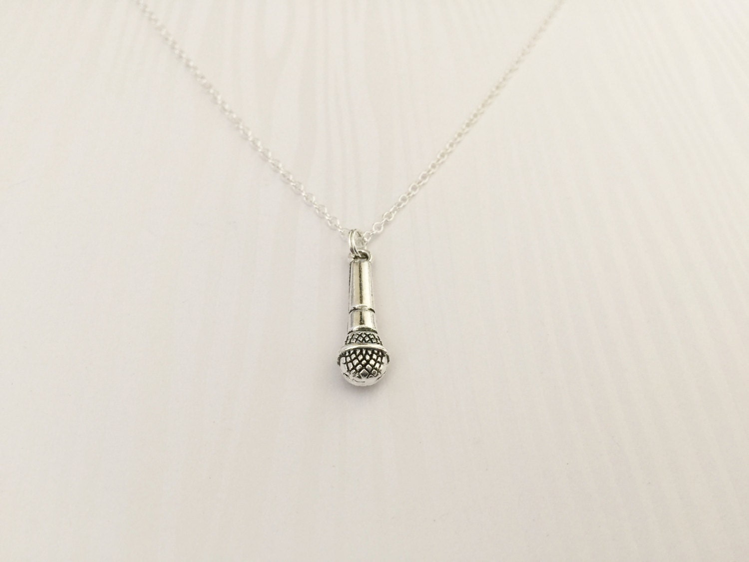 Microphone Necklace Antiqued Silver Vintage Microphone Gift Etsy
