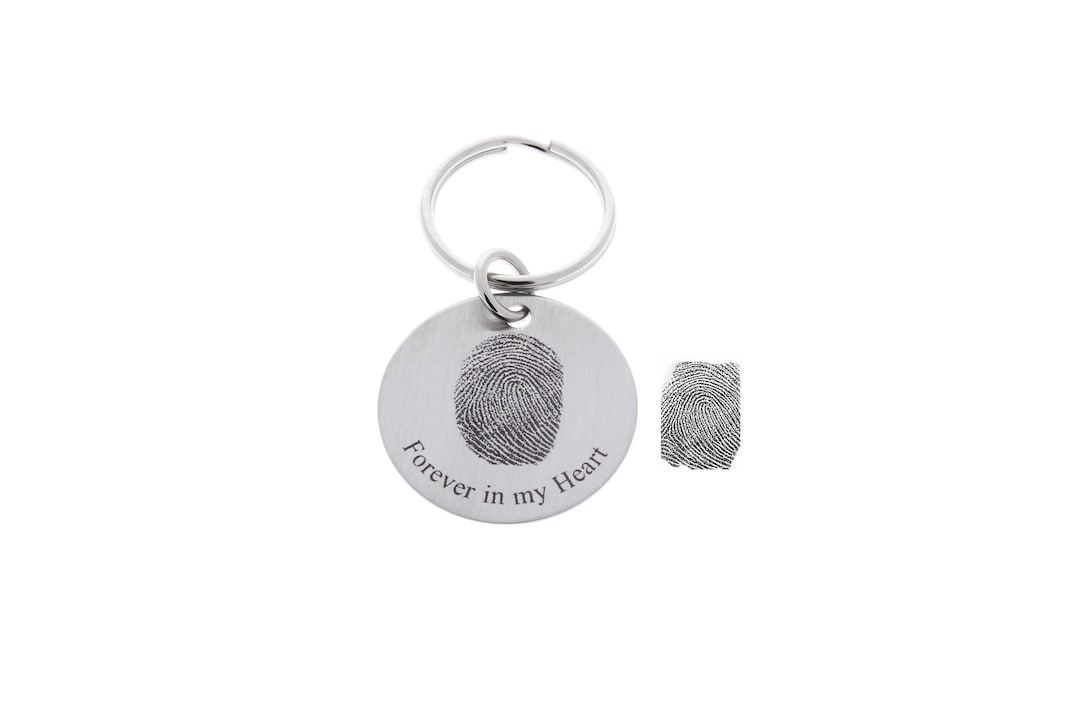 Fingerprint Keychain, Fingerprint Heart, Memorial Keepsake, Fingerprint