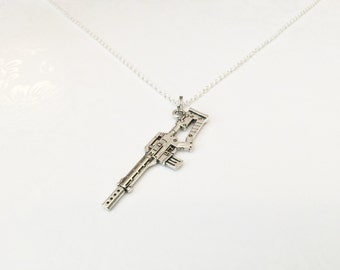 Vintage Machine Gun Necklace Antique Silver Military Gift Military Wife Army Wife Hunting Necklace