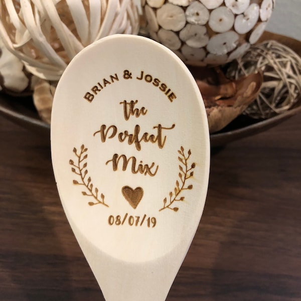 Personalized wood spoon, the perfect mix, custom wedding gifts, wedding gift, wood spoon, wooden spoon, bridal shower gift, wedding gifts