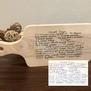 Personalized cutting board, handwriting, handwritten recipe, cutting board, recipe cutting board, engraved handwriting, recipe cutting board