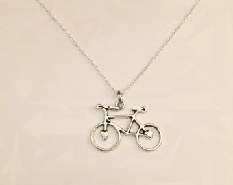 Antique Silver Bicycle Necklace Gift for Bicyclist Bike Rider, Bicycle, Bike, Bike Racer, Hiker, Bicyclist Jewelry, Marathon Gift, Cycling