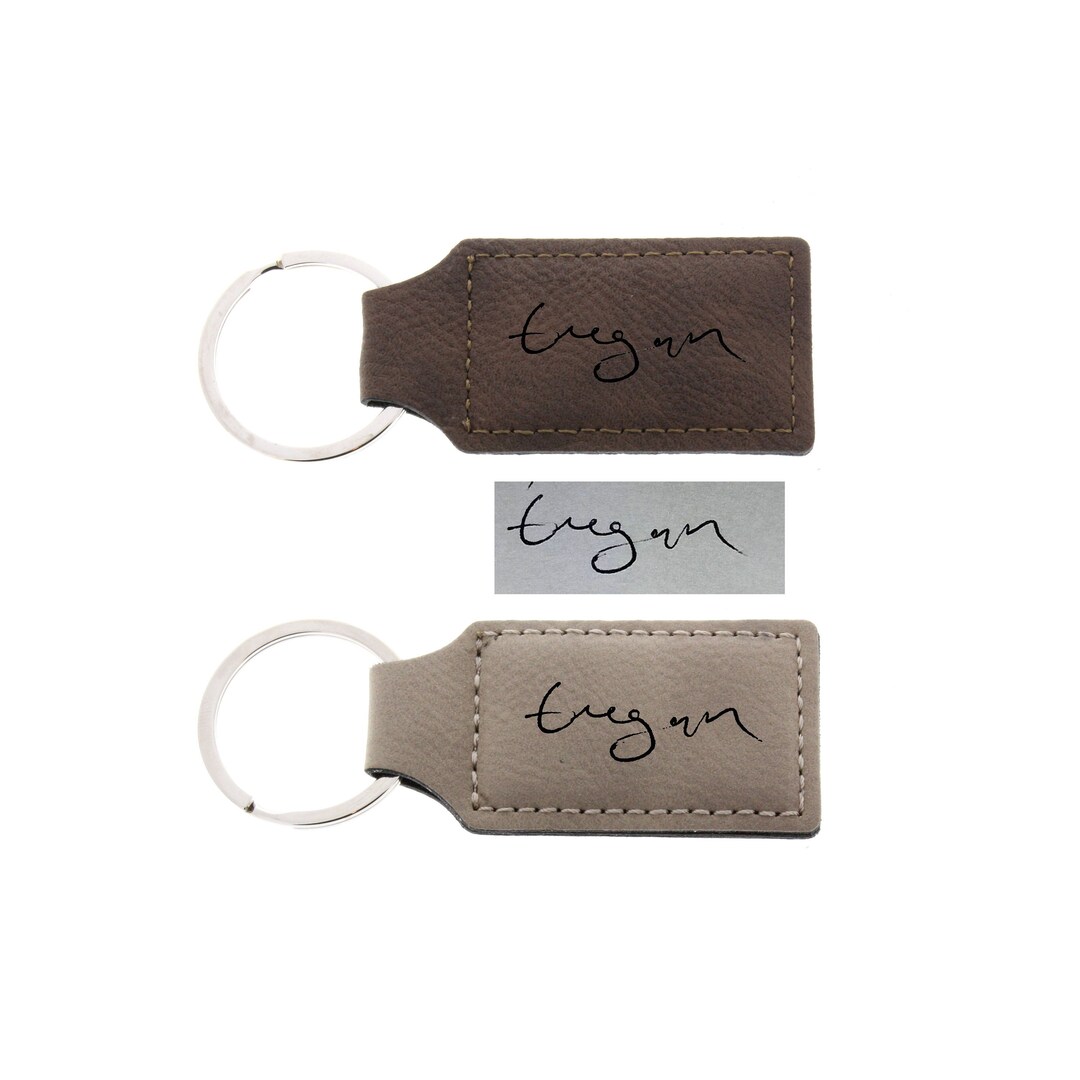 Custom Leather Keychain, Handwriting Keychain, Handwriting, Custom ...