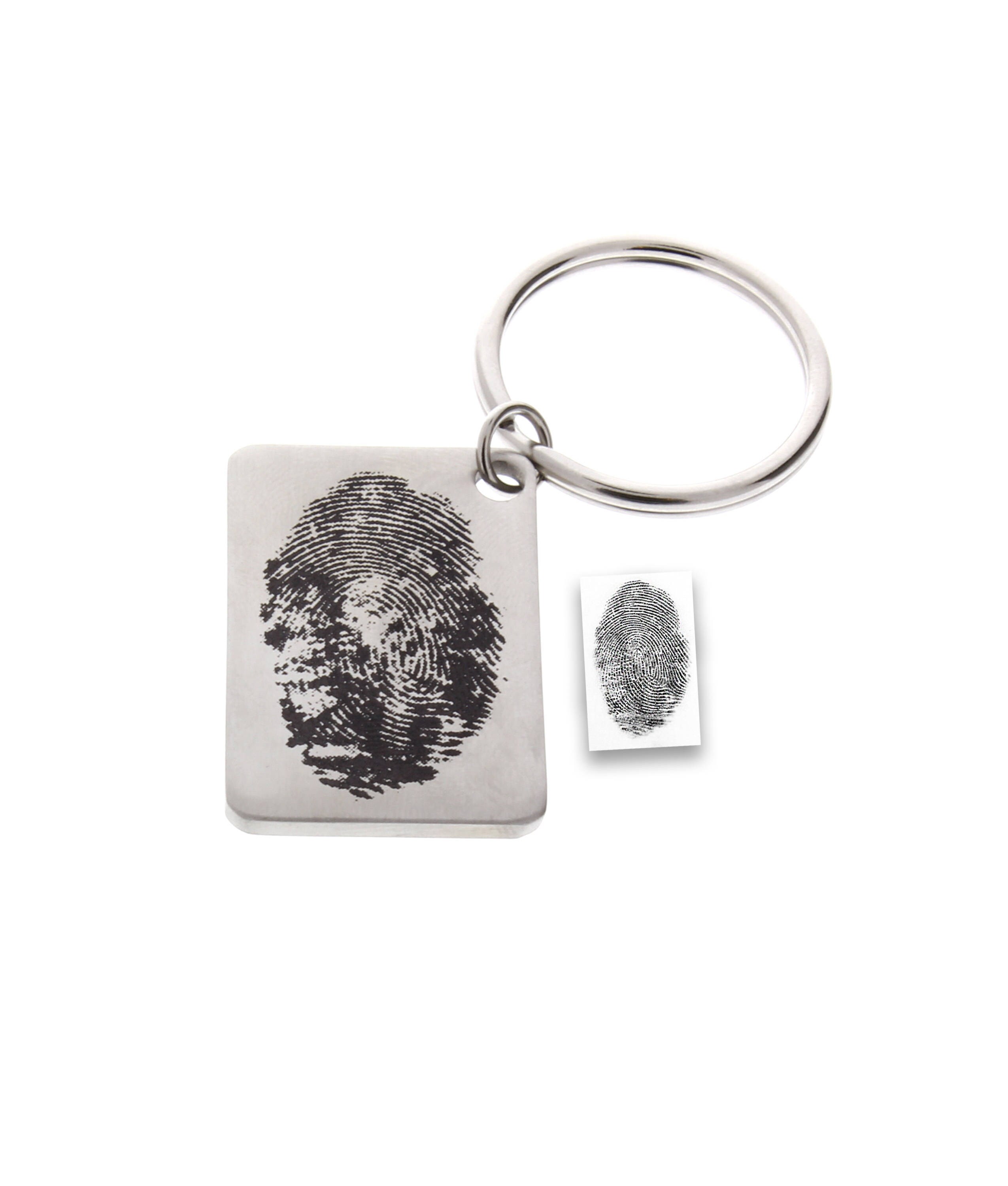 Fingerprint Keychain Fingerprint Engraved Memorial Keepsake Etsy