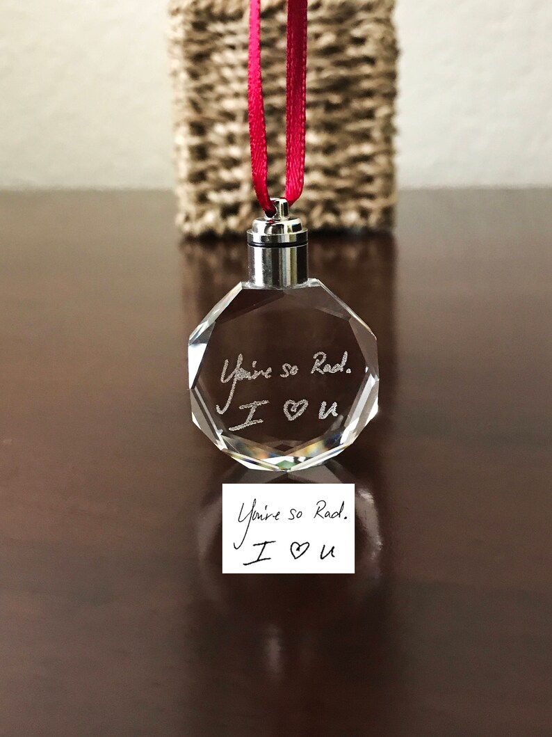 Holiday Ornament LED Flashing Ornament Memorial Keepsake Handwriting Ornament LED Engraved Handwriting Custom Christmas Ornament