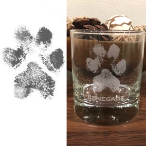 Actual paw print, paw prints glass, pet memorial gift, pet keepsake, pet gifts, pet loss gift, paw print engraved, dog memorial, dog loss