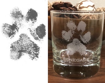 Actual paw print, paw prints glass, pet memorial gift, pet keepsake, pet gifts, pet loss gift, paw print engraved, dog memorial, dog loss