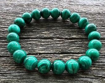 Anti Anxiety Bracelet, Genuine Malachite, Bead Bracelet, Healing Bracelet, AAA Natural Malachite, Gemstone Bracelets, Chakra Bracelets