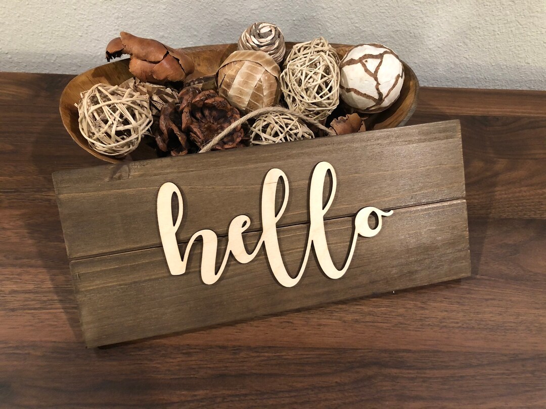 Hello Sign, Hello Door Sign, Wood Sign, Wood Wall Sign, Hello Wood Sign ...