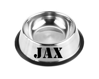 Dog bowl vinyl name sticker, dog decal, dog bowl name, pet name decal, pet decal, pet food bowl name, vinyl decal for pet bowl, food bowl