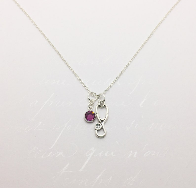 Stethoscope Necklace with Choice of Birthstone Gift for Etsy
