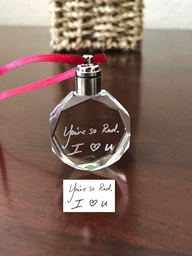 Holiday Ornament LED Flashing Ornament Memorial Keepsake Handwriting Ornament LED Engraved Handwriting Custom Christmas Ornament