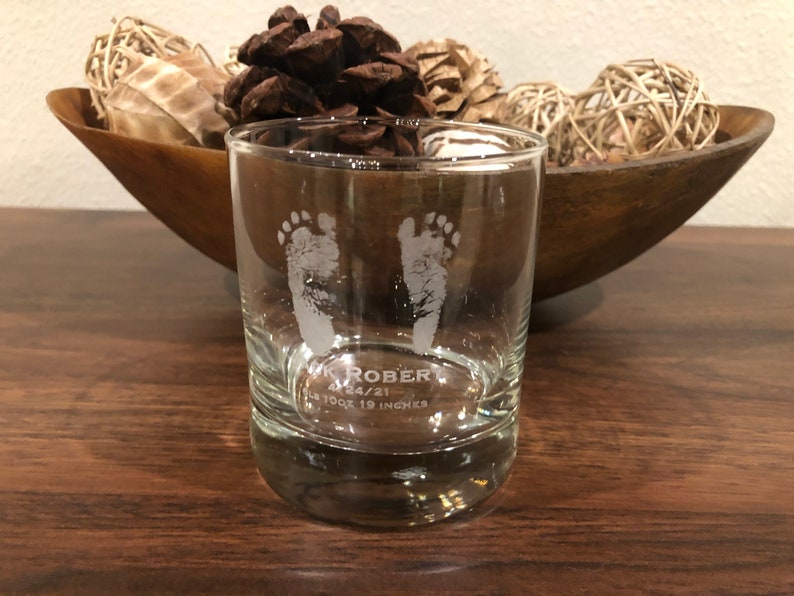 Baby footprints, beer glass, pint glass, custom beer glass, gifts for dad, first time dad gift, memorial gifts, pint glass, baby footprints Whiskey Glass