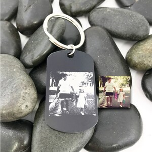 Photograph Engraved, Photo Keychain, Dog Tag Key Chain, Actual Handwriting Engraved, Memorial Gift, Photo Engraved Keychain, Photo Keychain,