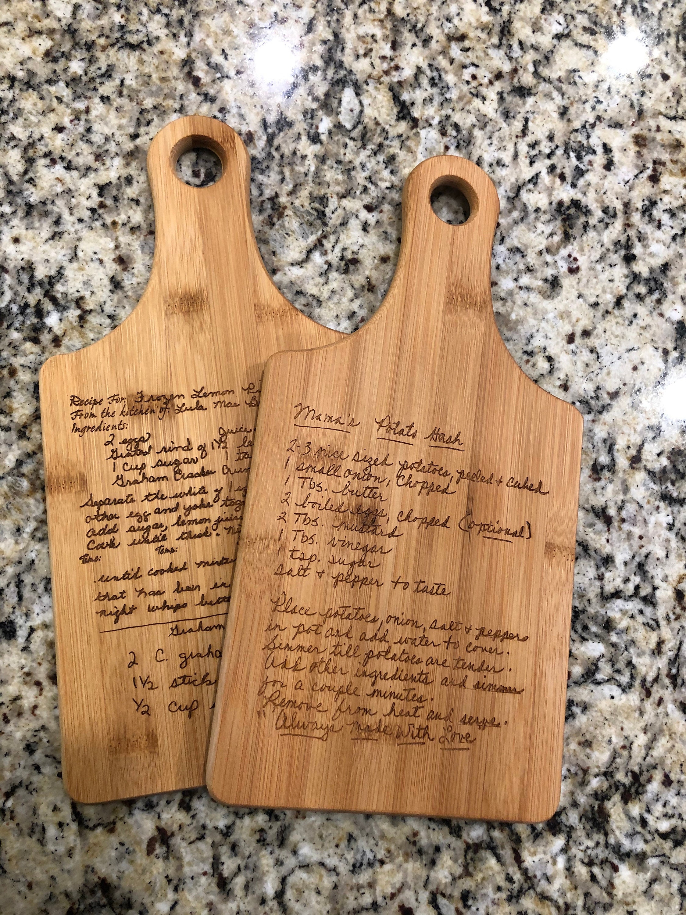 Handwriting Cutting Board - Personalized - Leather Handle — Lovely Grain  Studio