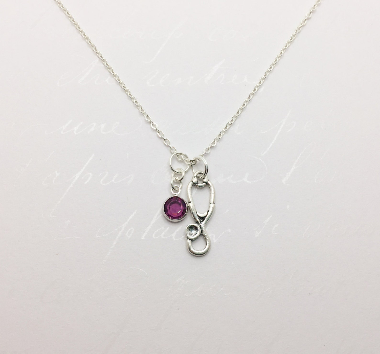 Stethoscope Necklace with Choice of Birthstone Gift for Etsy