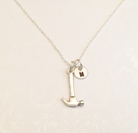 Hammer Necklace with Initial Hammer Necklace Beautiful Etsy