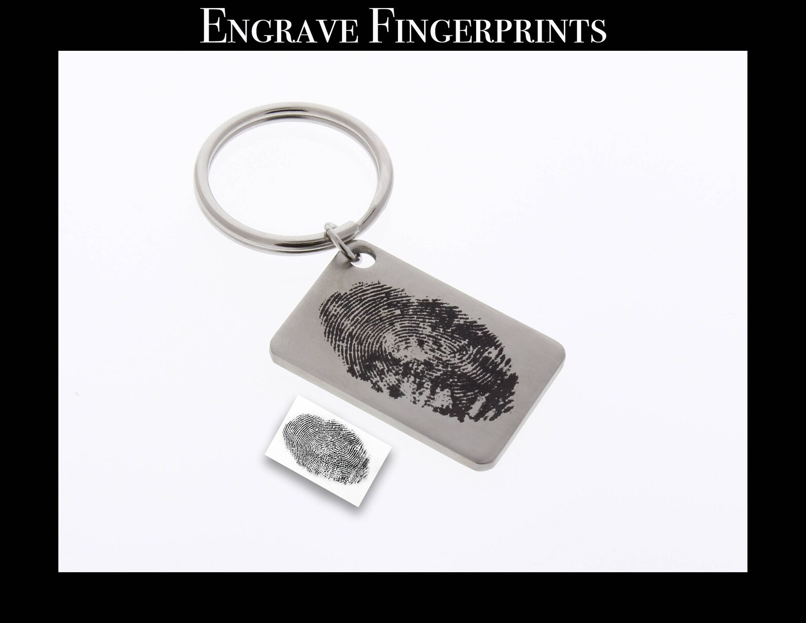 Fingerprint Keychain Fingerprint Engraved Memorial Keepsake Etsy