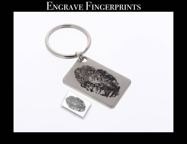 Fingerprint Keychain Fingerprint Engraved Memorial Keepsake Etsy