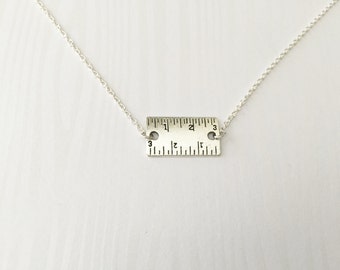 Ruler Necklace, Beautiful Carpenter Necklace, Architect Necklace, Sewing Gift, Tools Necklace, Tool Gift, Metric Ruler, Math Gift, Art Gift