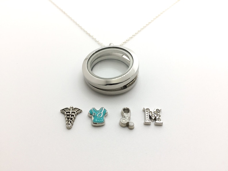 Doctor Locket Floating Locket Doctor Necklace, RN Necklace, Gift for Nurse, Nurse ...