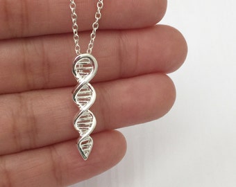 DNA Strand Necklace Double Helix, DNA Necklace, Gift for Doctor, Gift  Chemist, Pre Med Student Nurse Paramedic Molecular Jewelry