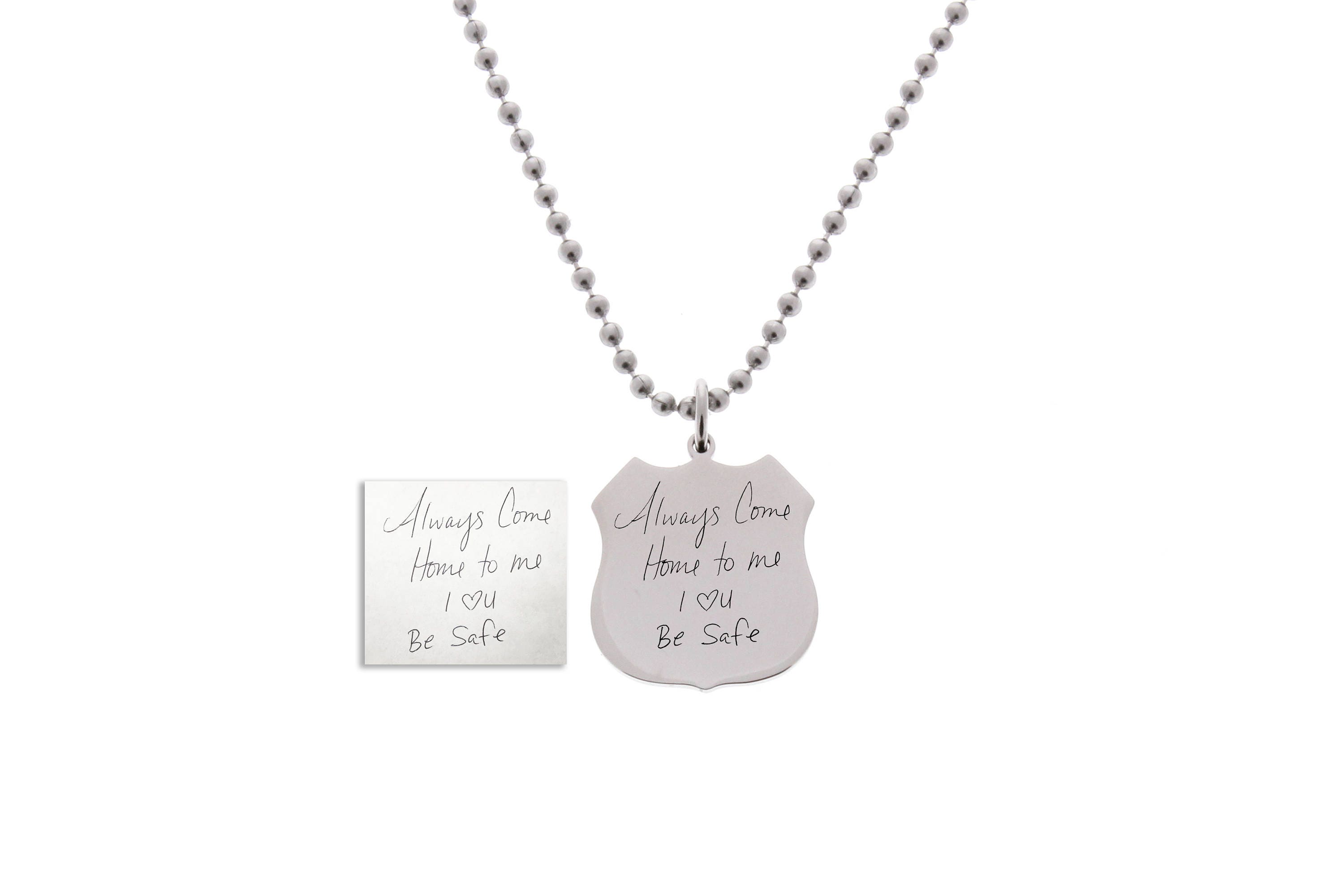 Handwriting Police Necklace, Custom Jewelry, Wife Gifts, Gift For Officer, Memorial Gifts