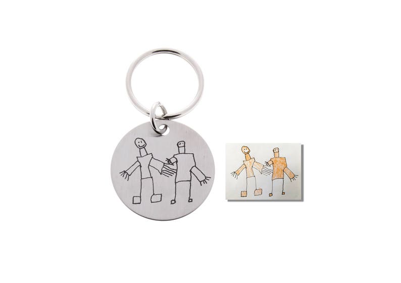 Drawing Keychain, Drawings Engraved, Memorial Gifts, Kids Art Engraved, Gifts for Mom, Gifts for Dad, Gifts for Babysitter, Gifts from Kids image 1