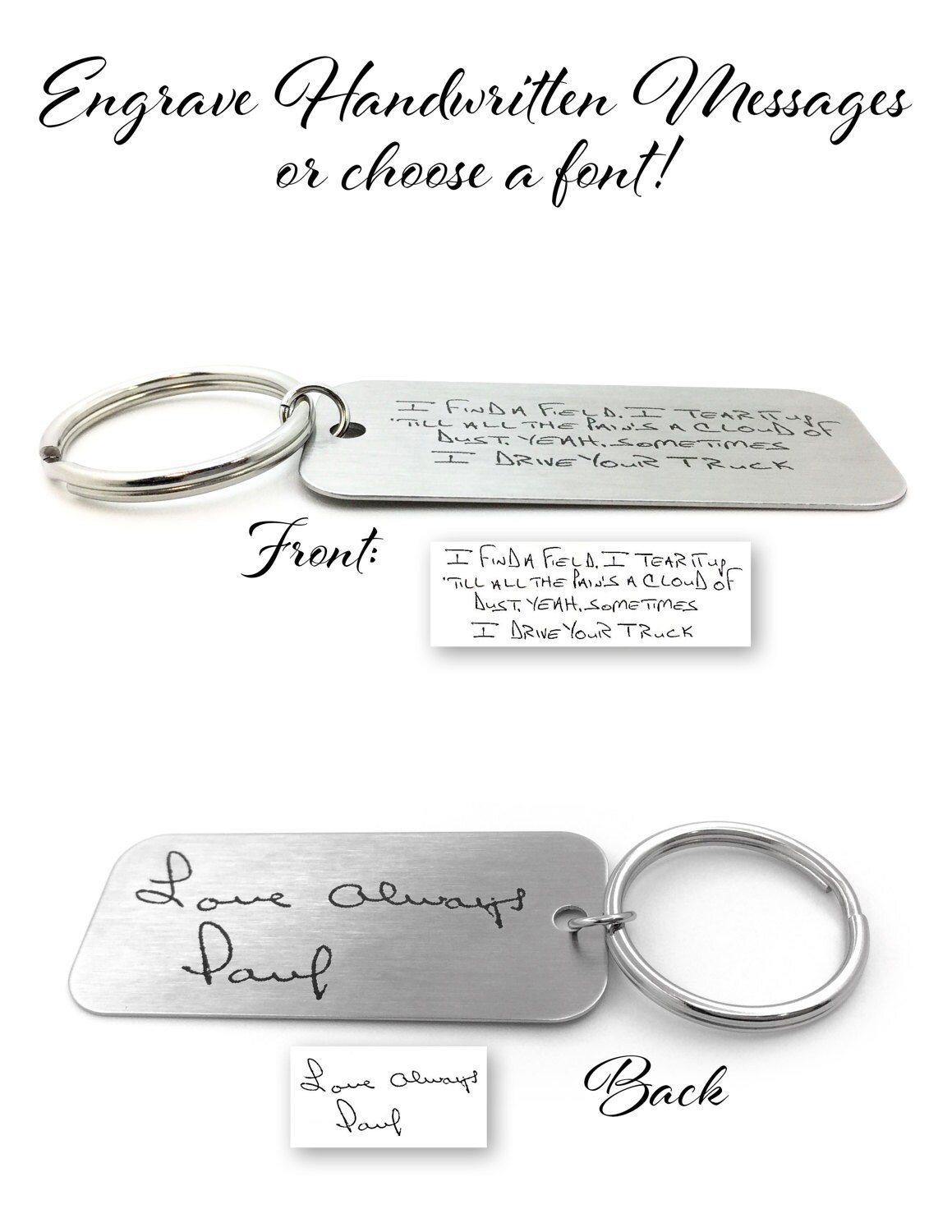 Handwriting Keychain, Custom Handwriting, Handwriting Gift, Engraved ...