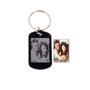 Photograph Engraved, Photo Keychain, Dog Tag Key Chain, Actual Handwriting Engraved, Memorial Gift, Photo Engraved Keychain, Photo Keychain,
