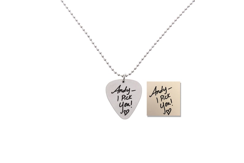 gift for music teacher gift for musician Handwriting guitar pick handwritten gifts Custom Music Guitar Pick Necklace guitar gifts