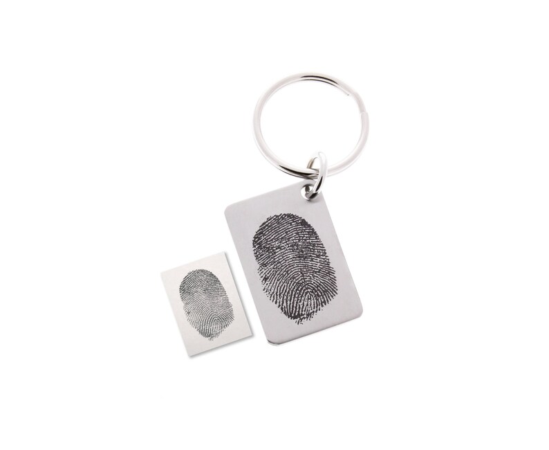 Fingerprint Keychain Fingerprint Engraved Memorial Keepsake Etsy