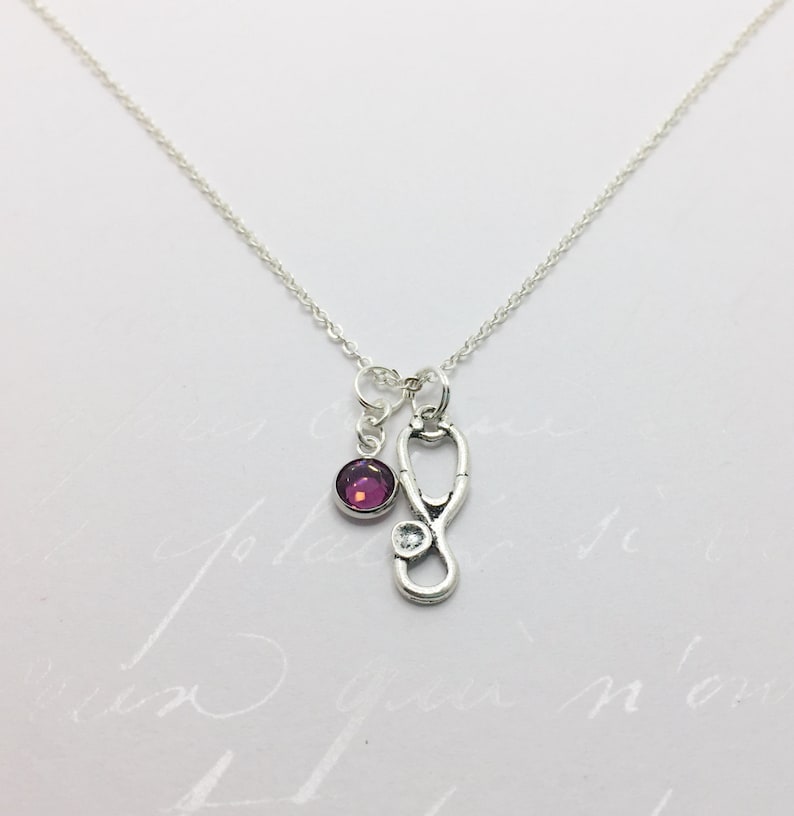 Stethoscope Necklace with Choice of Birthstone Gift for Etsy