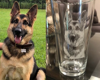 Pet photo glass, photograph on glass, rock glass, pint glass, custom beer glass, pet memorial gift, pet keepsake, pet gifts, pet loss gift