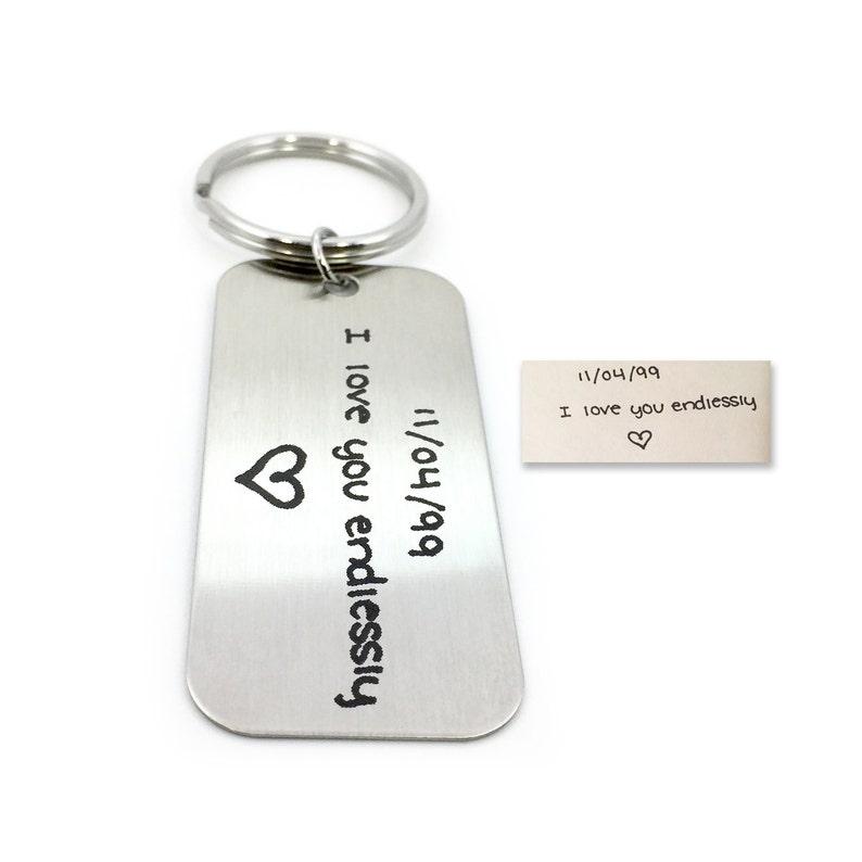 Handwriting Keychain Signature Gifts Memorial Gift Etsy
