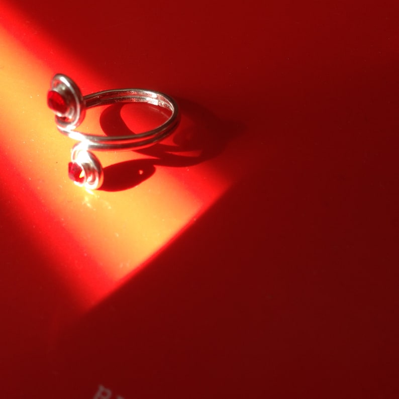 Swirl size 3.8 Toe Ring Pinkie Knuckle Thumb Midi Summer Beach Body Jewelry Anniversary Handmade Hot New Sterling Silver GRANET CRYSTAL