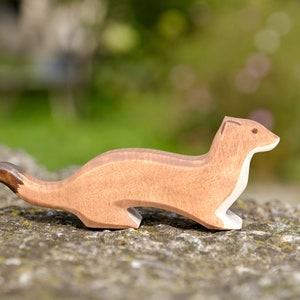 Ermine Wooden Ermine Waldorf Toy Wooden Figure Animal Ermine Wood Toy Ermine Woodland Animal Wild Animal Ermine Stoat image 2