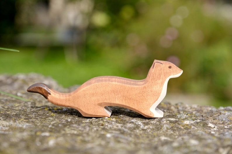 Ermine Wooden Ermine Waldorf Toy Wooden Figure Animal Ermine Wood Toy Ermine Woodland Animal Wild Animal Ermine Stoat image 2