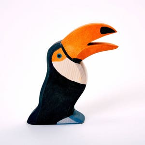 Wooden Toucan Wooden Bird Wood Bird Figurine Bird Figurine Bird Statue Wooden Figurine Wooden Gift Handmade Wood Hand Carved image 1