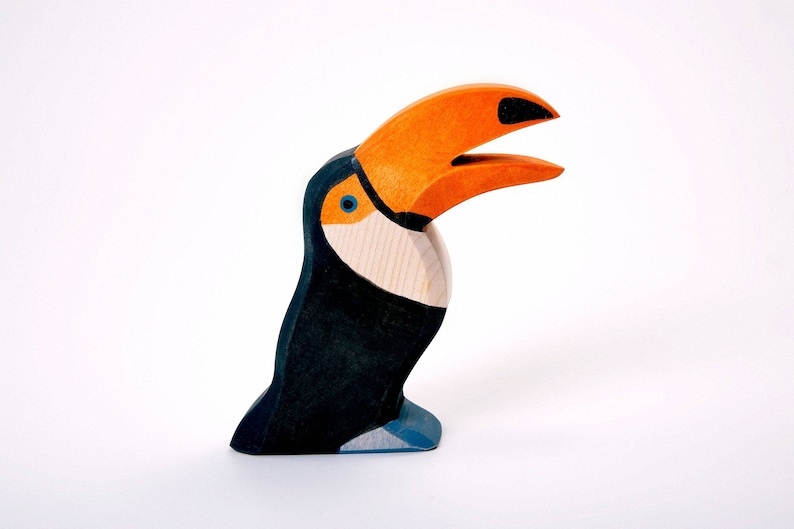 Wooden Toucan Wooden Bird Wood Bird Figurine Bird Figurine Bird Statue Wooden Figurine Wooden Gift Handmade Wood Hand Carved image 1