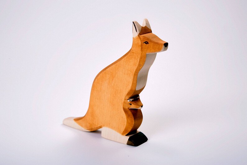 Kangaroo Toy Kangaroo wooden toy Handmade Toys Wood Animal Toy Australian animal wooden animal natural wooden toy Gift Of Wood image 1