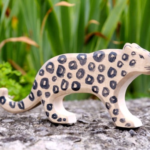 Snow Leopard Nature Table Wooden figure animal Snow Leopard Waldorf Wooden Figurines Wooden animal Wooden toy DadakaCraft image 3